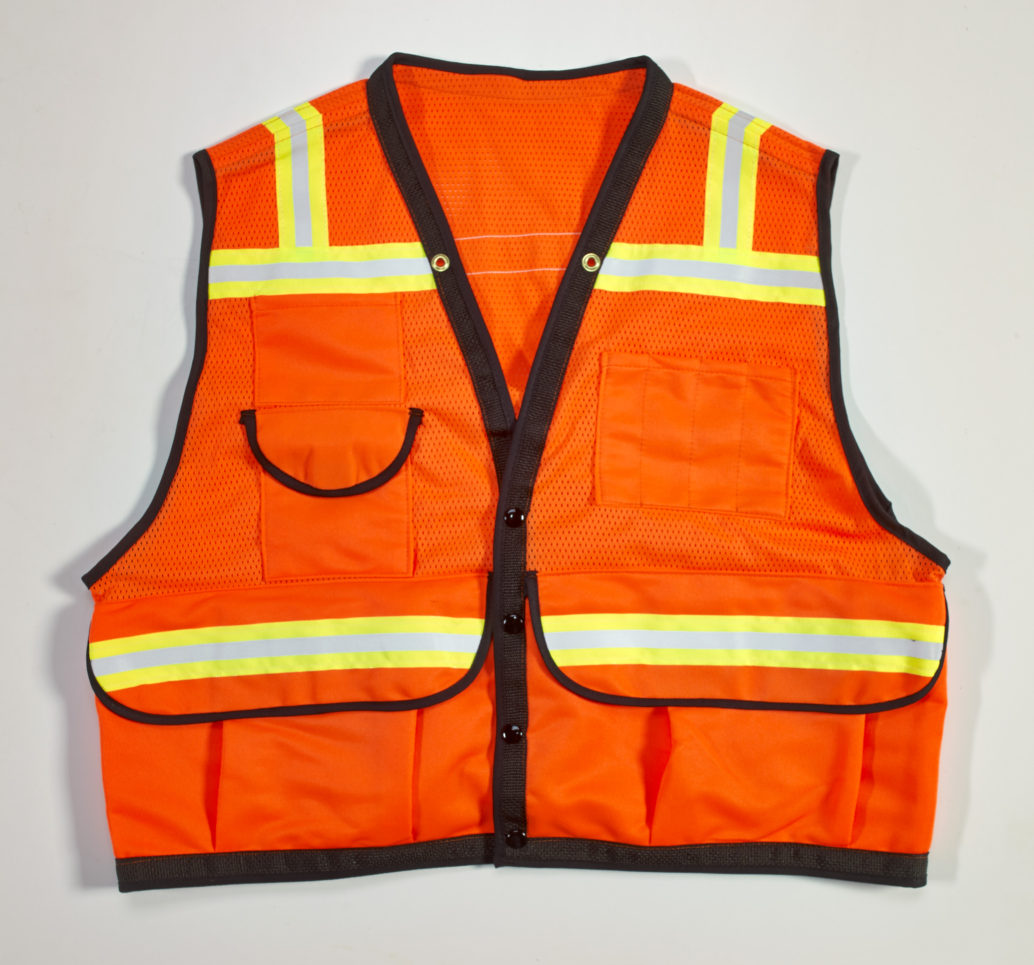 High Visibility Mesh Super Deluxe Surveyor Vest with 2 Vertical and 2 ...