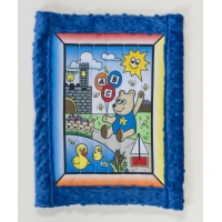 Baby quilt kit, Boy Bear w/ blue minkee back 25' x 32'