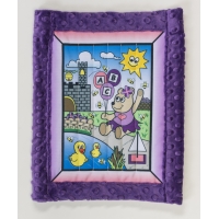 Baby quilt kit, Girl Bear w/ purple minkee back 25' x 32'