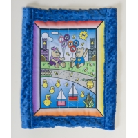 Baby quilt kit, Unisex Bear w/ blue minkee back 25' x 32'