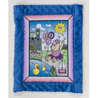 Toddler quilt kit, Girl Bear w/ blue minkee back 30' x 38'