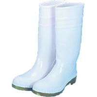 16 in. PVC Work Boot Over The Sock, White Plain Toe, Size 7