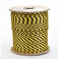 3-Strand Twisted Polypropylene Safety Rope, 1490 lbs Tensile Strength, 1200 ft. Length x 1/4 in. Width, Yellow/Black