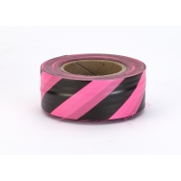 Flagging Tape Ultra Standard, 1-3/16' x 100 YDS, Glow Pink and Black Stripe (Pack of 12)