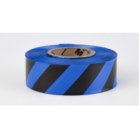 Flagging Tape Ultra Standard, 1-3/16' x 100 YDS, Blue and Black Stripe (Pack of 12)