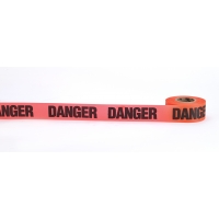 Flagging Tape Printed 'Danger', 1-1/2' x 50 YDS, Glow Orange (Pack of 12)
