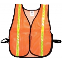 High Visibility Soft Poly Mesh Safety Vest with 1' Lime/Yellow Reflective Stripe, Orange
