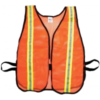 High Visibility Soft Poly Mesh Safety Vest with 1-1/2' Lime/Silver/Lime Reflective Stripe, Orange