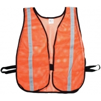 High Visibility Soft Poly Mesh Safety Vest with 1' Silver Reflective Stripe, Orange