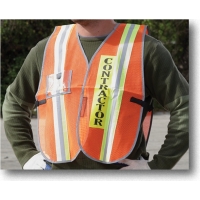 High Visibility Vinyl Coated Nylon Transit Authority Contractor Safety Vest with Clear Plastic ID Pocket, Orange