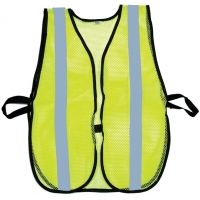 High Visibility Soft Mesh Safety Vest with 1' Vertical Silver Reflective Stripe, Lime