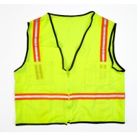 High Visibility Polyester 112OSO Solid Surveyor Safety Vest with Pockets, X-Large, Lime