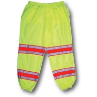 High Visibility Polyester ANSI Class E Pant with 4' Silver/Orange/Silver Reflective Tapes, Lime