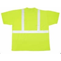 High Visibility Polyester ANSI Class 2 Safety Tee Shirt with 2' Reflective Silver Stripes, Medium, Lime