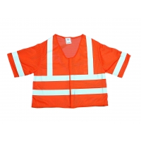 High Visibility Polyester ANSI Class 3 Mesh Safety Vest with 2' Silver Reflective Stripes, X-Large, Orange