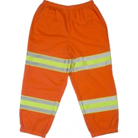 High Visibility Polyester ANSI Class E Mesh Pant with 4' Silver/Lime/Silver Reflective Tapes, Orange