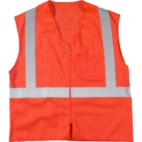 High Visibility ANSI Class 2 Mesh Safety Vest with Zipper Closure and Pockets, 4X-Large/5X-Large, Orange