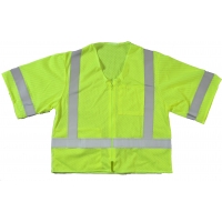 High Visibility ANSI Class 3 Mesh Safety Vest with Zipper Closure and Pockets, Large/X-Large, Lime