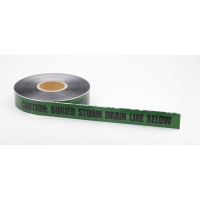 Polyethylene Underground Storm Drain Detectable Marking Tape, 1000' Length x 2' Width, Green