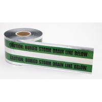 Polyethylene Underground Storm Drain Detectable Marking Tape, 1000' Length x 6' Width, Green