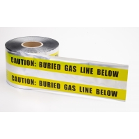 Polyethylene Underground Gas Line Detectable Marking Tape, 1000' Length x 6' Width, Yellow