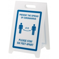 Social Distancing Floor Signs - PREVENT THE SPREAD - STAY 6FT APART - Blue/White
