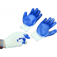 Sure Grip Gloves, String Knit with Latex Coated Palm and Fingers, 10 Gauge, Large, White/Blue (Pack of 12)