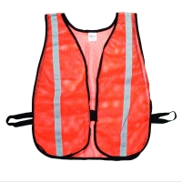 High Visibility Soft Poly Mesh Safety Vest with 1' Silver Reflective Stripe, Orange