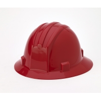 Polyethylene Ratchet Suspension Full Brim Hard Hat, Red