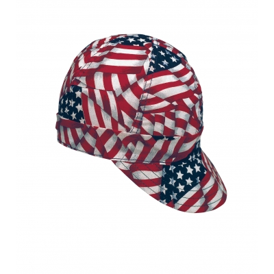 00336-00000-0008, Kromer USA Flag Style Welder Cap, Cotton, Length 5, Width 6, Mutual Industries