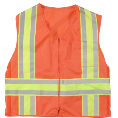 16334-45-5, High Visibility ANSI Class 2 Solid Deluxe DOT Safety Vest With Pockets, XX-Large, Orange, Mutual Industries