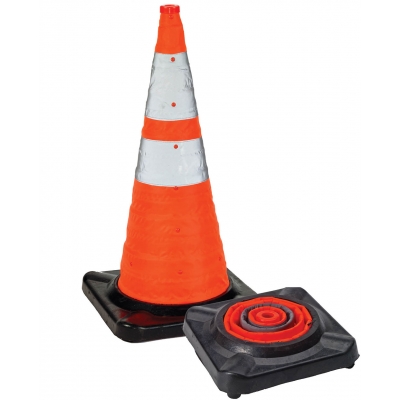 17731-3-28, 28 ORANGE COLLAPS CONE RUBBER BASE 3PK, Mutual Industries