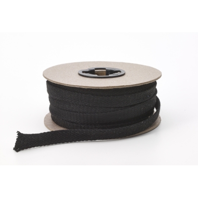 M4900-050-015BK, Flat draw cord, 1/2 in Wide, 15 yds, Black, Mutual Industries